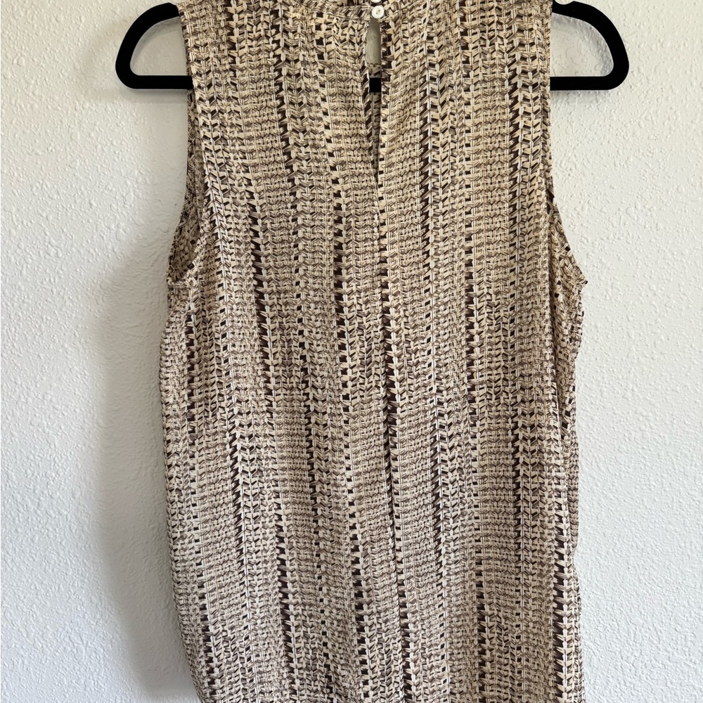 C Sleeveless Crochet Knit Blouse in Cream and Brown - Picture 5 of 9